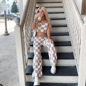 2 piece set - Luca + Grae gingham/checkered set